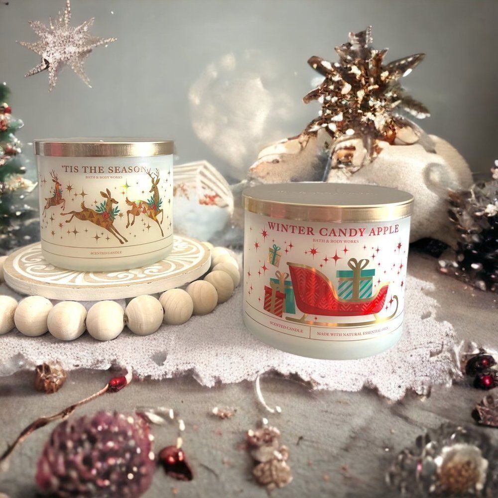 TIS THE SEASON WINTER CANDY APPLE Candle Lot Bath & Body Works BBW